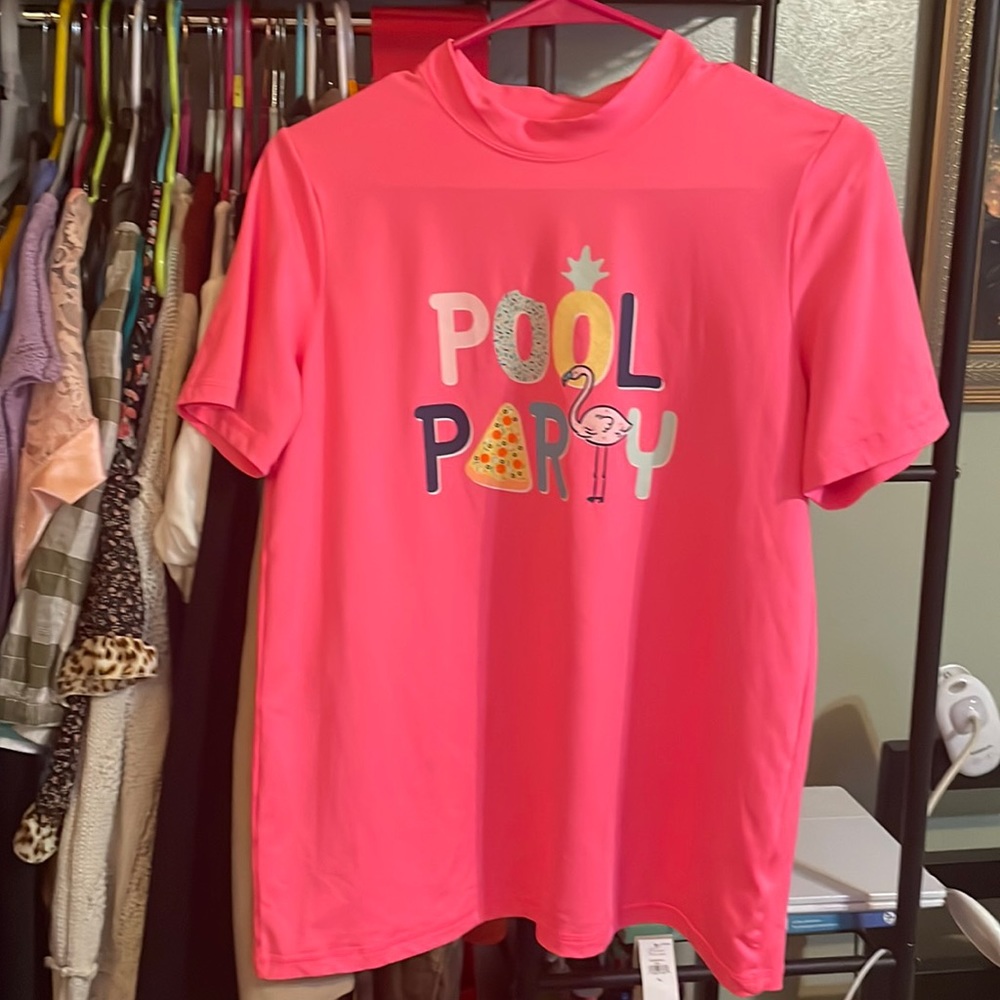 Cat & Jack Big Girls Hot Pink Swim 🏊‍♀️ Rash Guard Top Size XL 14/16 Plus GUC✨